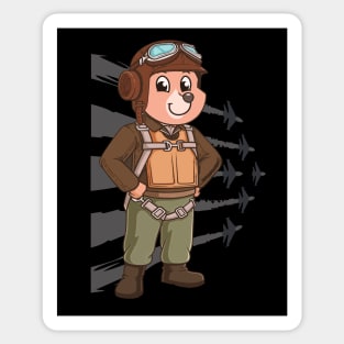 Bear Pilot Aviator Sticker